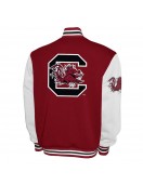 South Carolina Gamecocks Fleece Burgundy and White Varsity Jacket South Carolina Gamecocks Fleece Burgundy and White Varsity Jacket