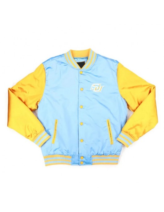 Southern University Columbia Blue and White Baseball Jacket