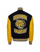 Southern University Jaguars Black & Gold Varsity Jacket - Unisex Wool & Leather