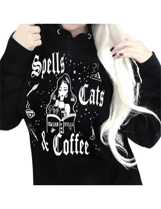 Spells Cats And Coffee Halloween Hoodie