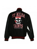 St Kilda Saints Black Varsity Jacket – Retro Collegiate Style