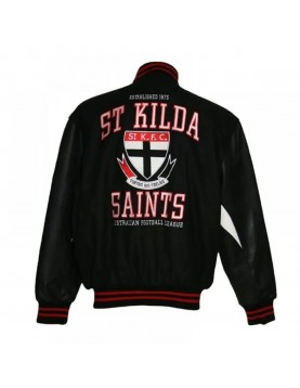 St Kilda Saints Black Varsity Jacket – Retro Collegiate Style