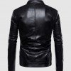 Stand Collar Leather Jacket