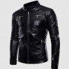 Stand Collar Leather Jacket