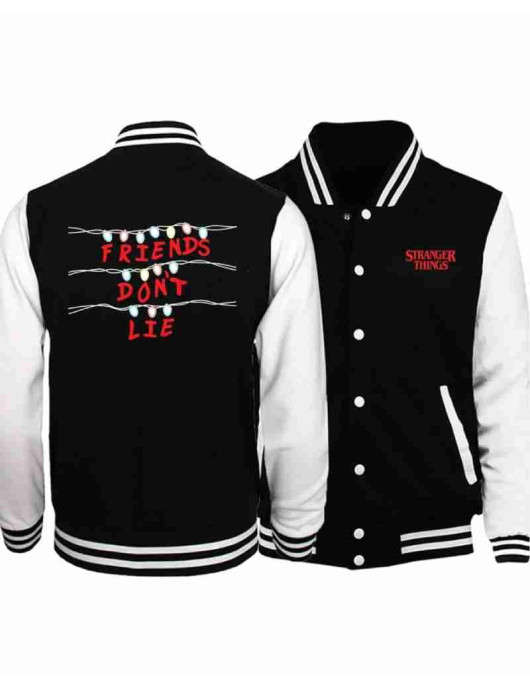 Strangers Things Friends Dont Lie Varsity Jacket