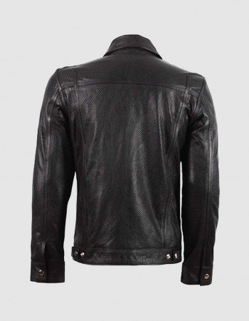 Summer Jacket -Leather Collar Biker Jacket in Black Summer Jacket -Leather Collar Biker Jacket in Black