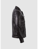 Summer Jacket -Leather Collar Biker Jacket in Black