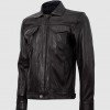 Summer Jacket -Leather Collar Biker Jacket in Black Summer Jacket -Leather Collar Biker Jacket in Black