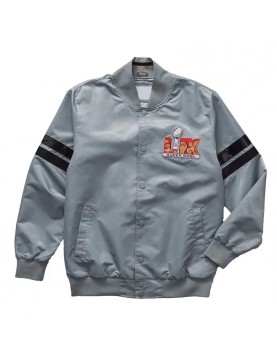 Super Bowl LIX Gray Varsity Satin Jacket