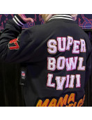 Superbowl Donna Kelce Black Varsity Jacket