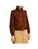 Superman Lois Lane Bomber Brown Suede Leather Jacket Superman Lois Lane Bomber Brown Suede Leather Jacket