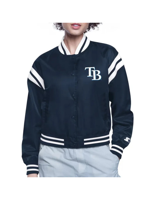 Tampa Bay Rays Printed Logo Varsity Satin Jacket