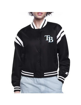 Tampa Bay Rays Printed Logo Varsity Satin Jacket