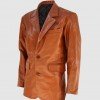 Tan Leather Coat with 2 Buttons Tan Leather Coat with 2 Buttons