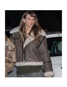 Taylor Swift Shearling Brown Leather Jacket