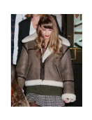 Taylor Swift Shearling Brown Leather Jacket