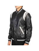Teddy Black Varsity Leather Jacket