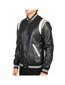 Teddy Black Varsity Leather Jacket