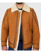 Tejan Men’s Brown B-3 Bomber Leather Jacket