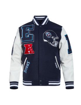 Tennessee Titans Mashup Rib Varsity Wool/Leather Jacket