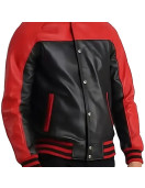 Terry Terrance Black And Red Leather Varsity Jacket