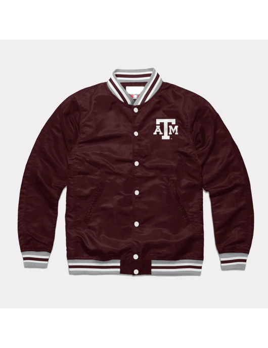 Texas A&M Aggies Wine Varsity Satin Jacket