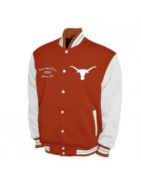 Texas Longhorns Fleece Burnt Orange and White Varsity Jacket