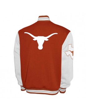 Texas Longhorns Fleece Burnt Orange and White Varsity Jacket