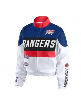 Texas Rangers Racing Full-Zip Navy and White Jacket