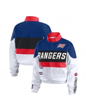 Texas Rangers Racing Full-Zip Navy and White Jacket