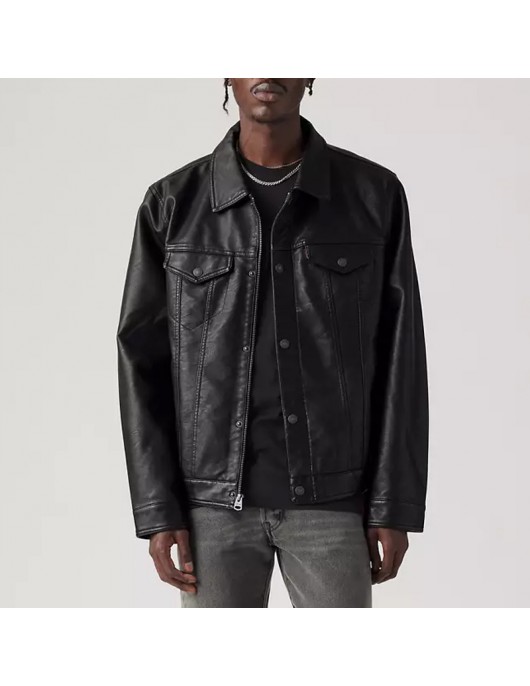 The Bondsman Hub Halloran Black Leather Trucker Jacket