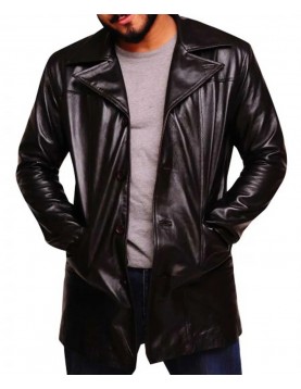 The Wire Dominic West Brown Leather Coat