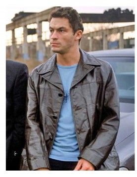 The Wire Dominic West Brown Leather Coat