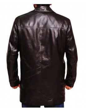 The Wire Dominic West Brown Leather Coat