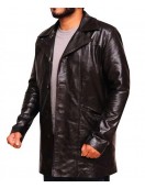 The Wire Dominic West Brown Leather Coat