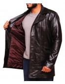 The Wire Dominic West Brown Leather Coat