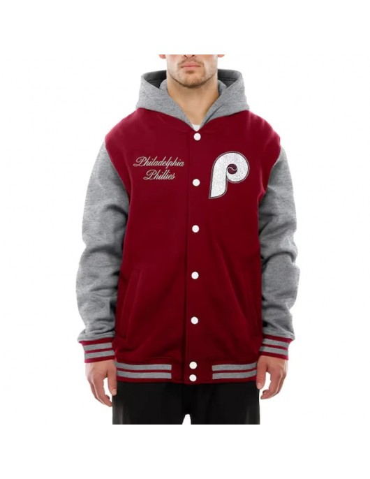 Throwback Prep Burgundy Philadelphia Phillies Hoodie Jacket