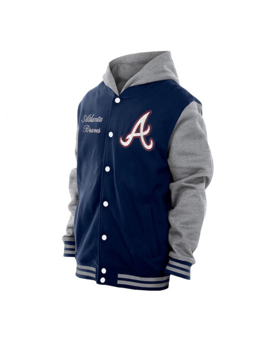 Throwback Prep Navy Atlanta Braves Hoodie Jacket
