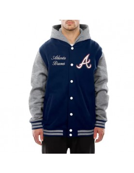 Throwback Prep Navy Atlanta Braves Hoodie Jacket