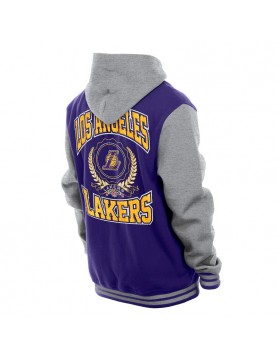 Throwback Prep Purple LA Lakers Hoodie Jacket