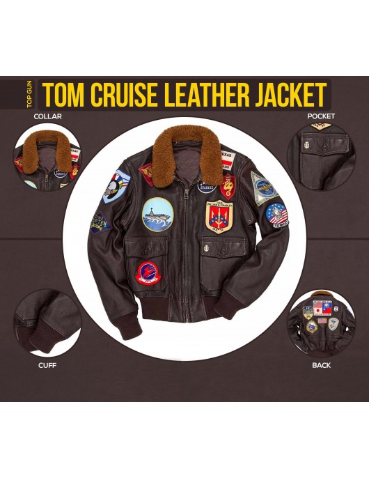 Men's Tom Cruise Top Gun Brown Leather Jacket