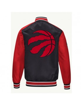 Toronto Raptors Black and Red Varsity Satin Jacket
