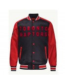 Toronto Raptors Black and Red Varsity Satin Jacket