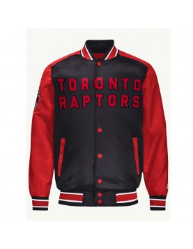 Toronto Raptors Black and Red Varsity Satin Jacket