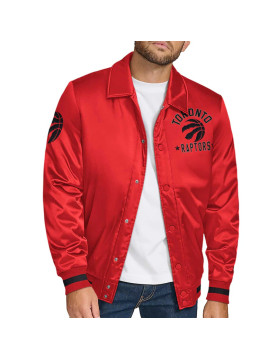 Toronto Raptors Stitch Applique Red Satin Jacket