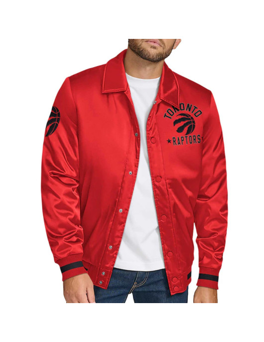 Toronto Raptors Stitch Applique Red Satin Jacket