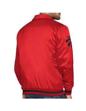 Toronto Raptors Stitch Applique Red Satin Jacket