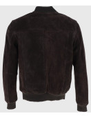 Trevor Mens Dark Brown Bomber Suede Leather Jacket