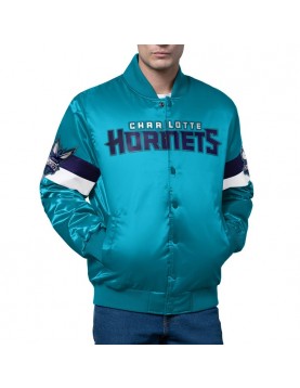 Triple Option Charlotte Hornets Teal Varsity Satin Jacket
