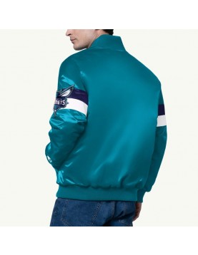 Triple Option Charlotte Hornets Teal Varsity Satin Jacket